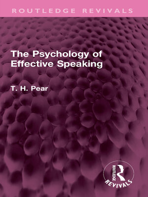 cover image of The Psychology of Effective Speaking